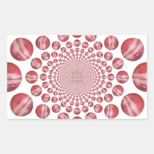 Crimson Vortex: Schöne rote Cricketball-Kunst Rechteckiger Aufkleber