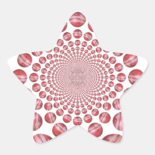 Crimson Vortex: Schöne rote Cricketball-Kunst Stern-Aufkleber