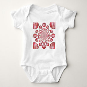 Crimson Vortex: Schöne rote Kricketball-Kunst Baby Strampler