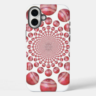 Crimson Vortex: Schöne rote Kricketball-Kunst iPhone 16 Plus Hülle