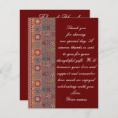 Crimson w/Color Tatreez Hochzeit Danke Karte (Vorne/Hinten)