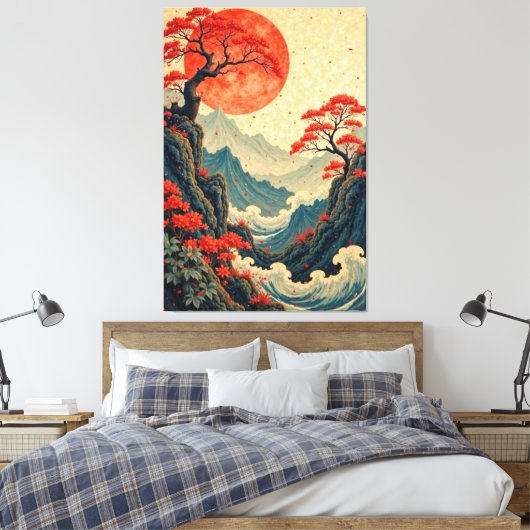 Crimson Waves Leinwanddruck (Insitu (Schlafzimmer))