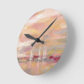 Crimson Waves Runde Wanduhr (Winkel)