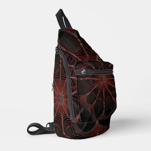 Crimson Web: Fraktal-Tanz mit der Redback Spider Crossbody Bag (Linke Seite)