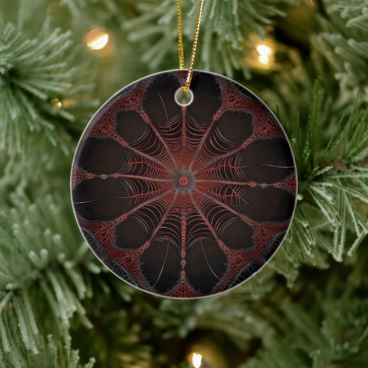 Crimson Web: Fraktal-Tanz mit der Redback Spider Keramik Ornament (Baum)
