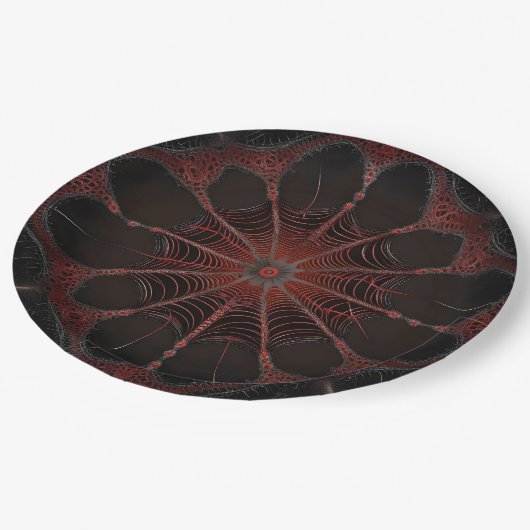 Crimson Web: Fraktal-Tanz mit der Redback Spider Pappteller (Schrägansicht)