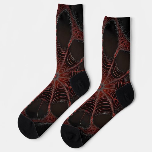 Crimson Web: Fraktal-Tanz mit der Redback Spider Socken (Linkes Detail)