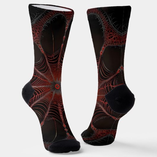 Crimson Web: Fraktal-Tanz mit der Redback Spider Socken (Gewinkelt)