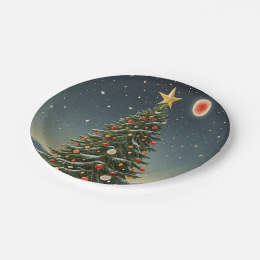 Crimson Weihnachten Pappteller (Schrägansicht)