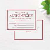 Crimson White Certificate of Authenticity (Schreibtisch)