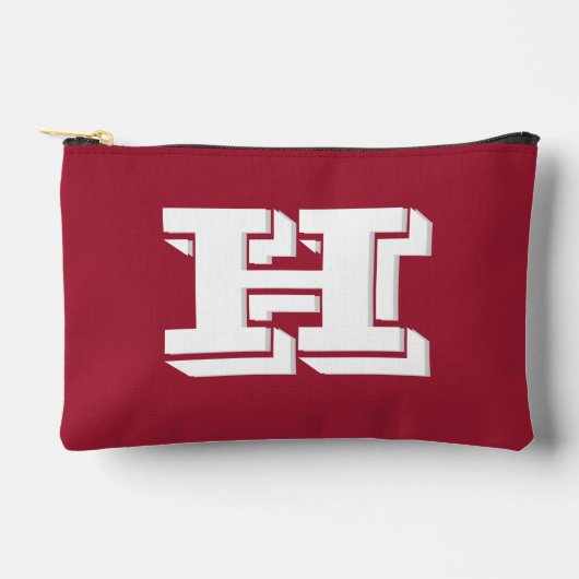 Crimson White School Varsity Letter Block Monogram Zubehörtasche (Vorderseite)