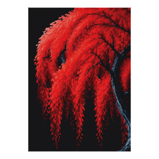 Crimson Willow – Mixed-Media-Baumgemälde Fotodruck