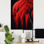 Crimson Willow – Mixed-Media-Baumgemälde Poster (Heimbüro)