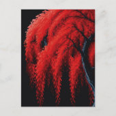 Crimson Willow – Mixed-Media-Baumgemälde Postkarte (Vorderseite)