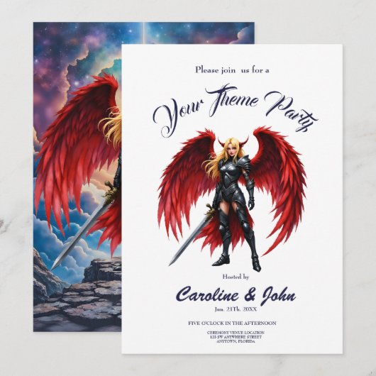 Crimson Wing – Gefallene Engel-Kriegerin. Einladung (Vorne/Hinten)