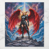 Crimson Wing – gefallene Krieger-Engel. Weinetikett (Einzelnes Label)