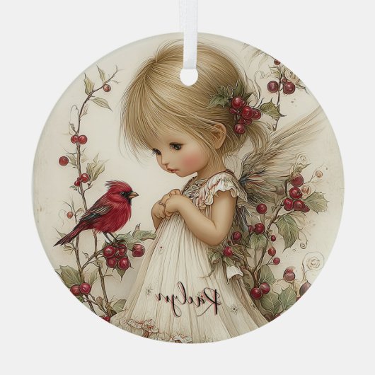 Crimson Wings and Winter Wishes Ornament Aus Glas (Rückseite)