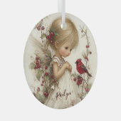 Crimson Wings and Winter Wishes Ornament Aus Glas (Vorderseite Rechts)