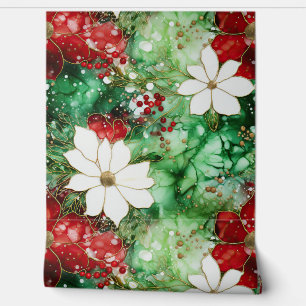 Crimson Yuletide Blooms Botanical Tapete
