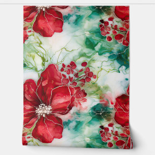 Crimson Yuletide Blooms Botanical Tapete