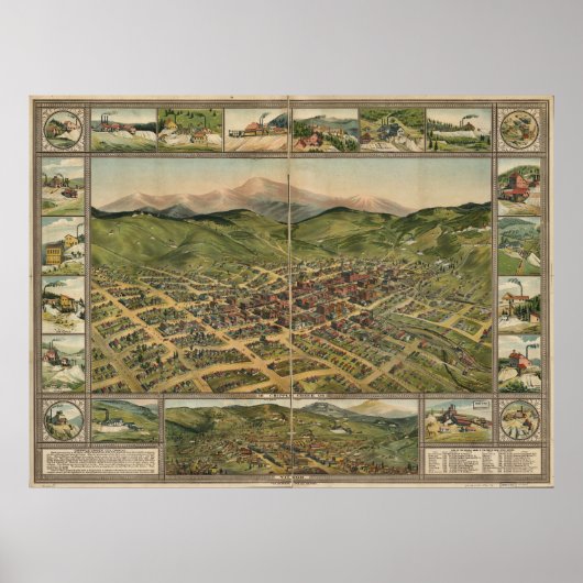 Cripple Creek Colorado 1896 Panoramakarte Poster (Vorne)