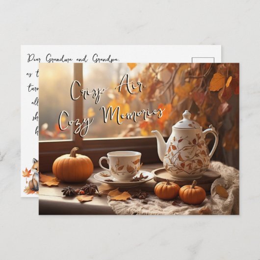 Crisp Air Gemütliche Erinnerungen Herbst Blätter T Postkarte (Vorne/Hinten)