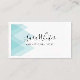 Crisp Blue Geometric und Script Business Card Visitenkarte