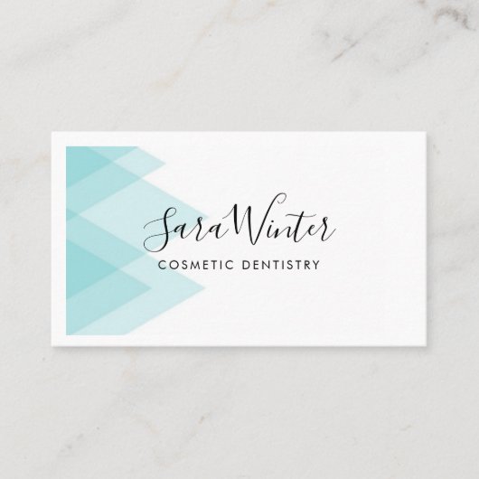 Crisp Blue Geometric und Script Business Card Visitenkarte (Vorderseite)