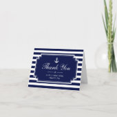 Crisp Blue Nautical Strick Danke Note Card (Vorderseite)