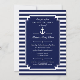 Crisp Blue White Nautical Bridal Dusche Einladung