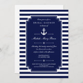 Crisp Blue White Nautical Bridal Dusche Einladung (Vorne/Hinten)