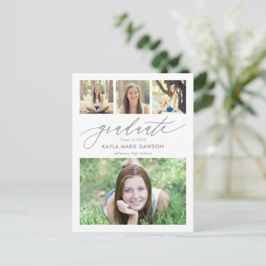 Crisp Collage Editable Color Abschluss Postcard Postkarte (Stehend Vorderseite)