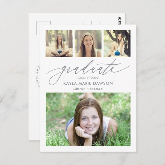 Crisp Collage Editable Color Abschluss Postcard Postkarte (Vorne/Hinten)