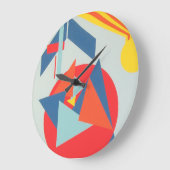 Crisp Contemporary of Blue and Orange Wall Clock Große Wanduhr (Winkel)