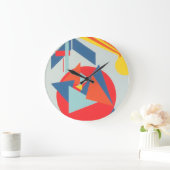 Crisp Contemporary of Blue and Orange Wall Clock Große Wanduhr (Zuhause)