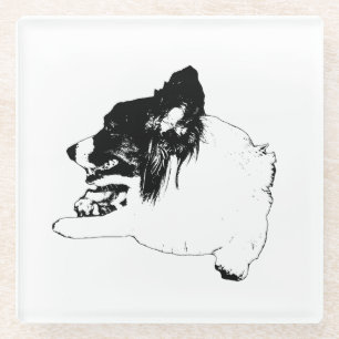 Crisp Corgi Sketch für Herbsttische Glasuntersetzer