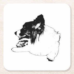 Crisp Corgi Sketch für Herbsttische Rechteckiger Pappuntersetzer
