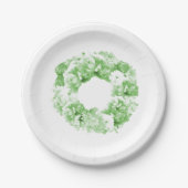 Crisp Green Floral Wreath Wedding Paper Teller (Vorderseite)