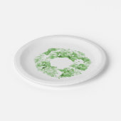 Crisp Green Floral Wreath Wedding Paper Teller (Schrägansicht)