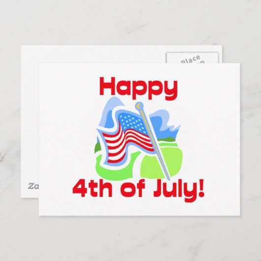 Crisp Happy 4. Juli Farben Postkarte (Vorne/Hinten)