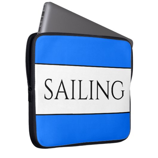 Crisp Modern White Bold Blue Trim SEGELN Streifen Laptopschutzhülle (Vorne Rechts)