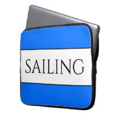 Crisp Modern White Bold Blue Trim SEGELN Streifen Laptopschutzhülle (Vorderseite Links)