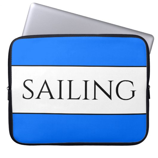 Crisp Modern White Bold Blue Trim SEGELN Streifen Laptopschutzhülle (Vorderseite)