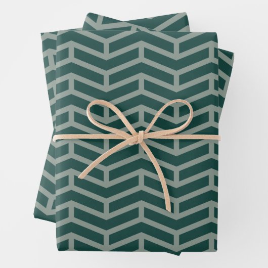 Crisp Sharp Gegen Pfeile Zickzack zwei Tone Grün Geschenkpapier Set (Beispiel)