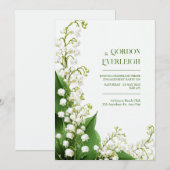 Crisp White Botanical Lily Valley Corner Wedding Einladung (Vorne/Hinten)