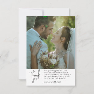 Crisp White ・ Elegantes Foto Hochzeit Dankeschön K Dankeskarte