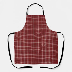 Crisp White und Maroon Fine Line Tartan Schürze