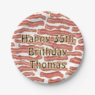 Crispy Bacon Gemusterter Geburtstag Pappteller