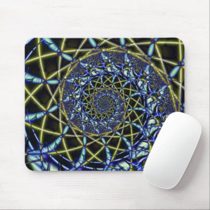 Criss Cross Gelbe und blaue Fraktale Art Mousepad