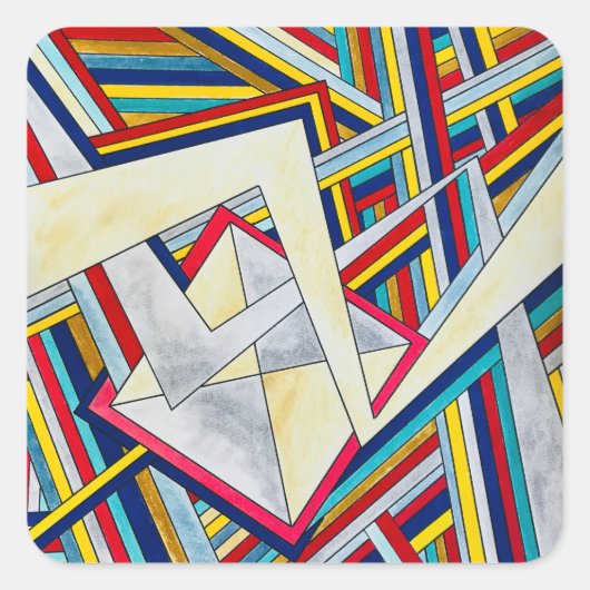 Criss Cross-Modern Bauhaus Geometric Art Quadratischer Aufkleber (Vorderseite)